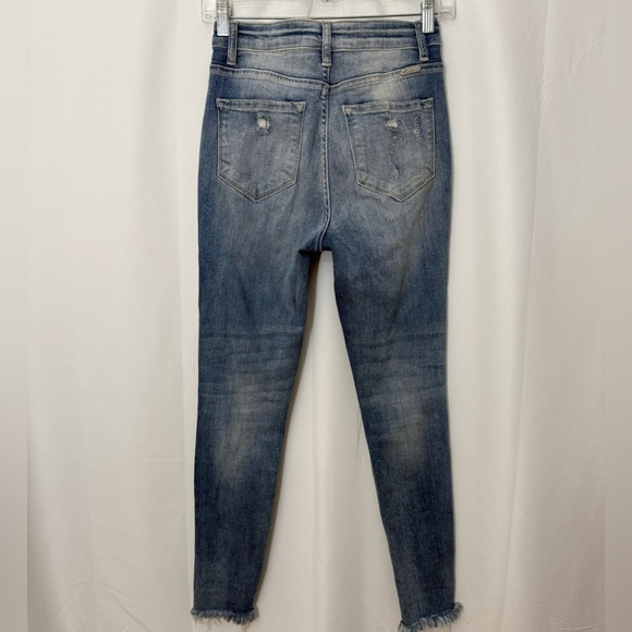 KanCan High Rise Destroyed Stretchy Skinny Ankle Jeans With Raw Hem Size 25 - Picture 5 of 9